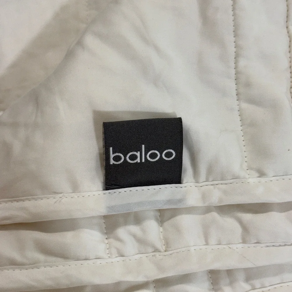 Baloo Weighted Blanket 12lbs 42x72 Throw Cotton Glass Beads White Cream Quilted